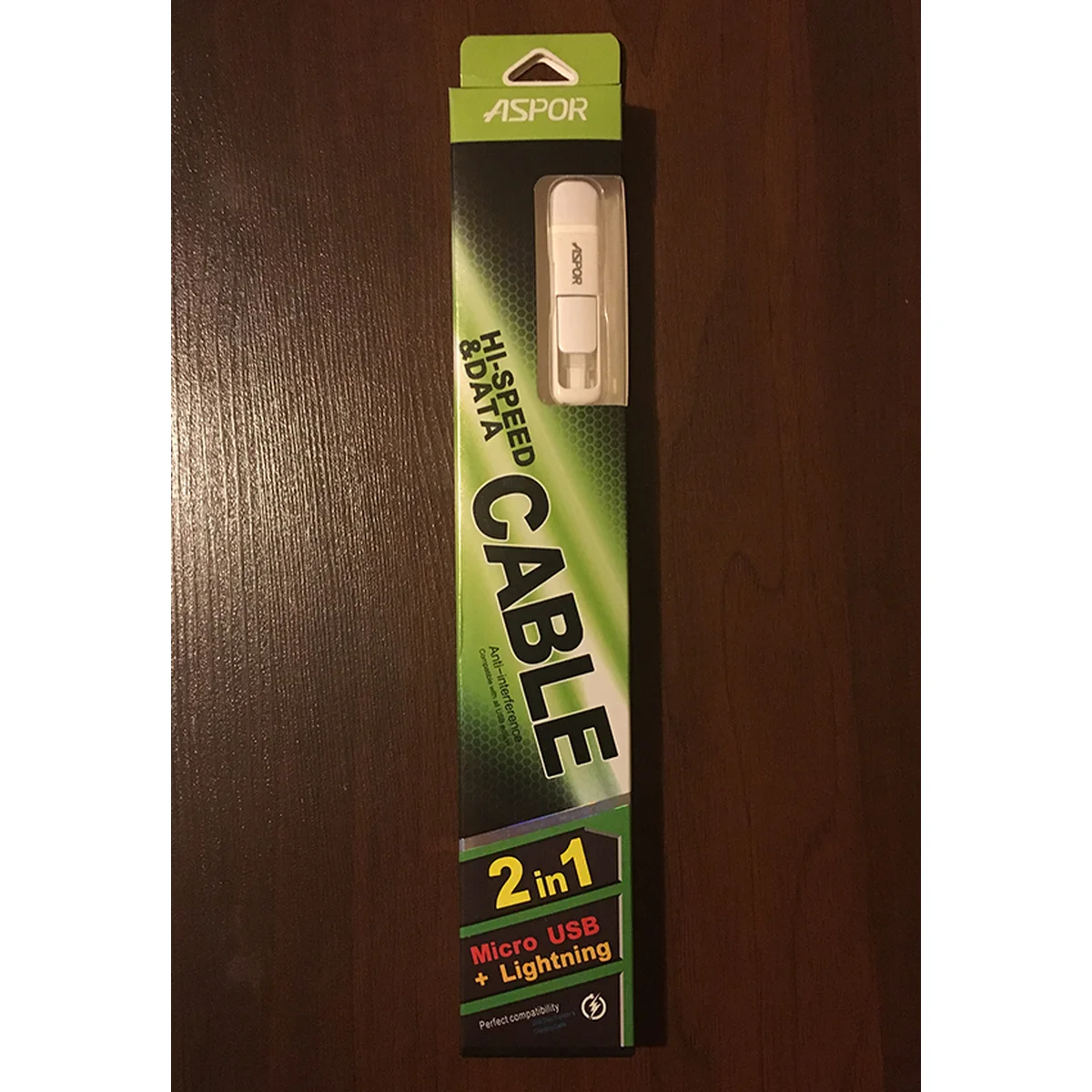 Lightning USB+Micro USB 2в1 кабель "Aspor" 1m для iPhone/iPod/iPad