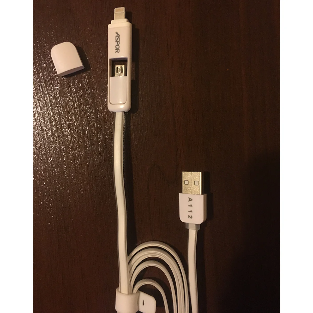 Lightning USB+Micro USB 2в1 кабель "Aspor" 1m для iPhone/iPod/iPad