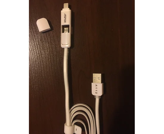 Lightning USB+Micro USB 2в1 кабель "Aspor" 1m для iPhone/iPod/iPad