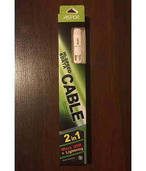 Lightning USB+Micro USB 2в1 кабель "Aspor" 1m для iPhone/iPod/iPad Lightning USB+Micro USB 2в1 кабель "Aspor" 1m для iPhone/iPod/iPad