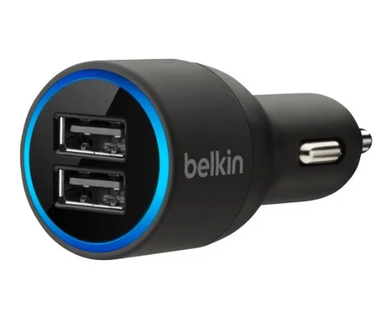 Автомобильная зарядка АЗУ "Belkin" 2A черная на 2 USB порта