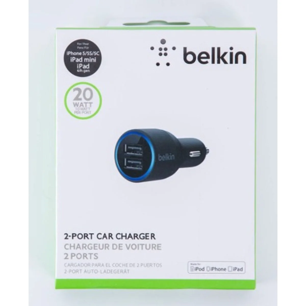 Автомобільна зарядка АЗУ "Belkin" 2A чорна на 2 USB порту