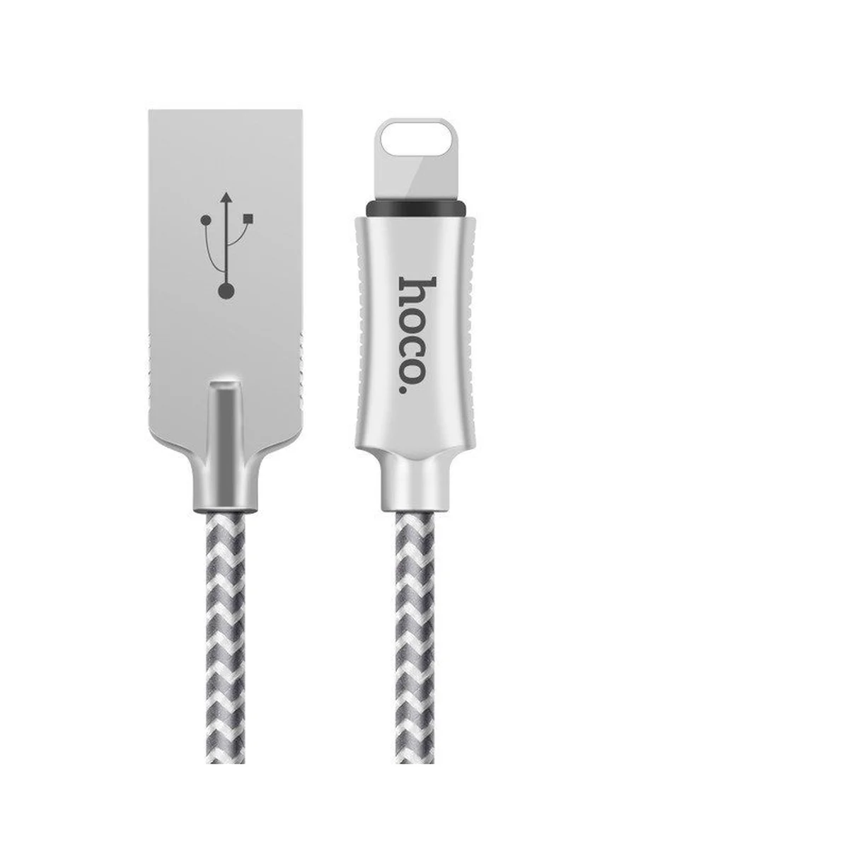 Lightning USB кабель "Hoco" U10 серебряный 1.2m для iPhone/iPod/iPad