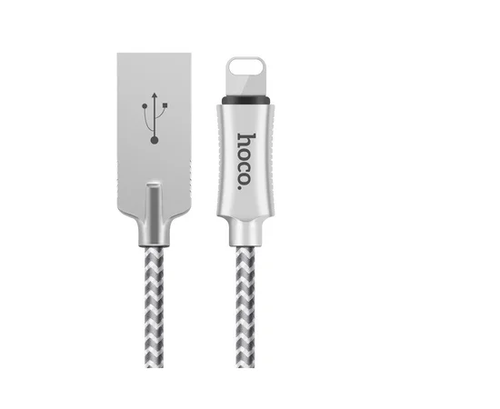 Lightning USB кабель "Hoco" U10 серебряный 1.2m для iPhone/iPod/iPad