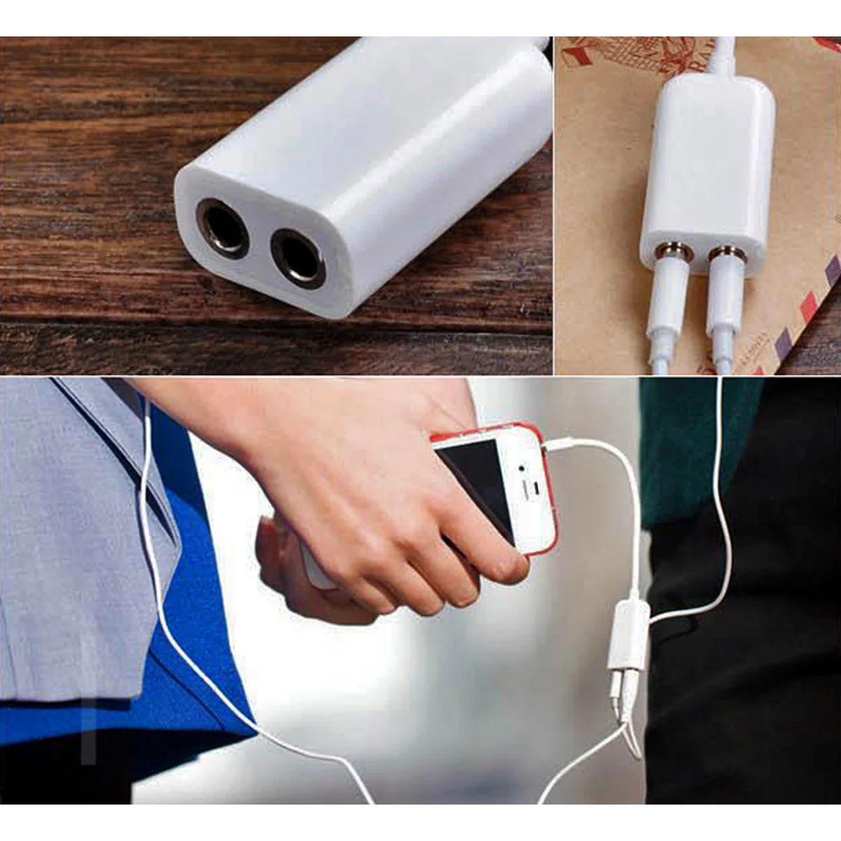 Кабель-переходник Jack 3.5 M/2 F белый