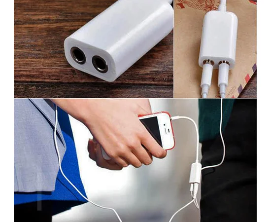 Кабель-перехідник Jack 3.5 M / 2 F білий