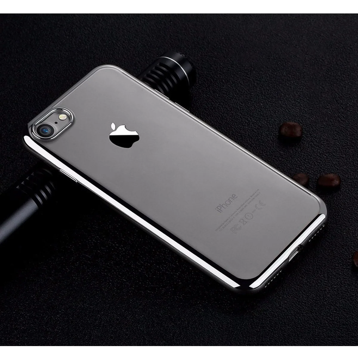 Силиконовый серый прозрачный чехол для iPhone 7/8