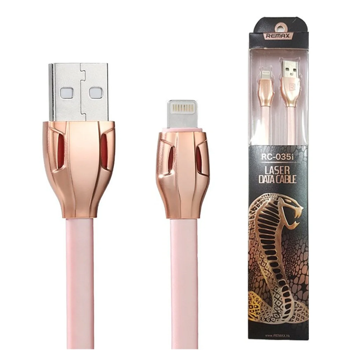Lightning USB кабель "Remax Cobra" 1m Rose Gold для iPhone / iPod / iPad