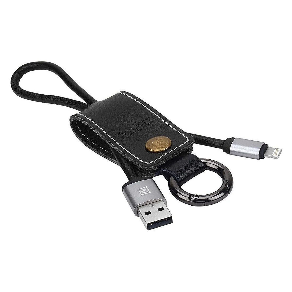 Lightning USB кабель-брелок "Remax Western" 33cm чорний для iPhone / iPod / iPad