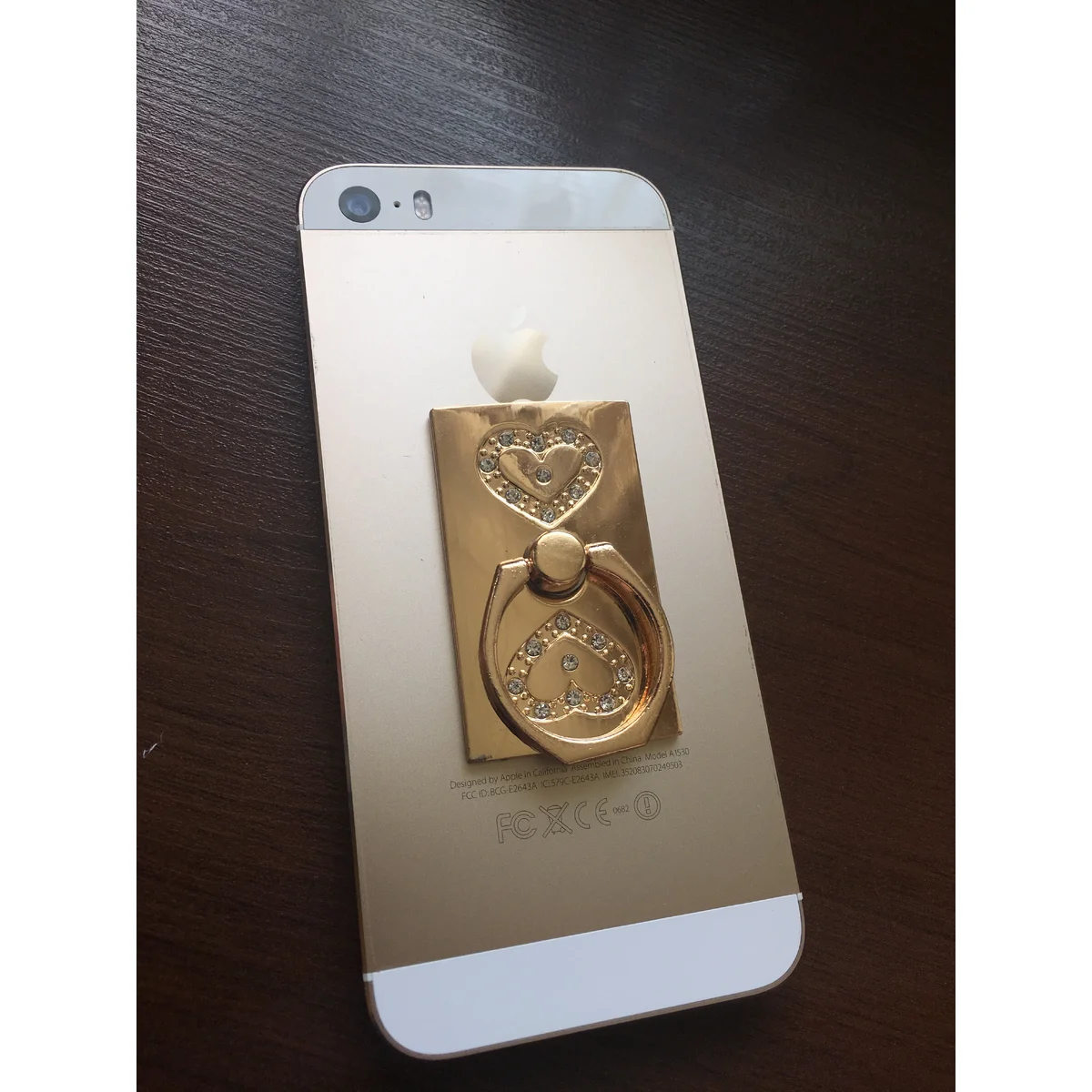 Кольцо-держатель "Сердечки" золотое для iPhone