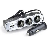 АЗП трійник + USB 1A чорний