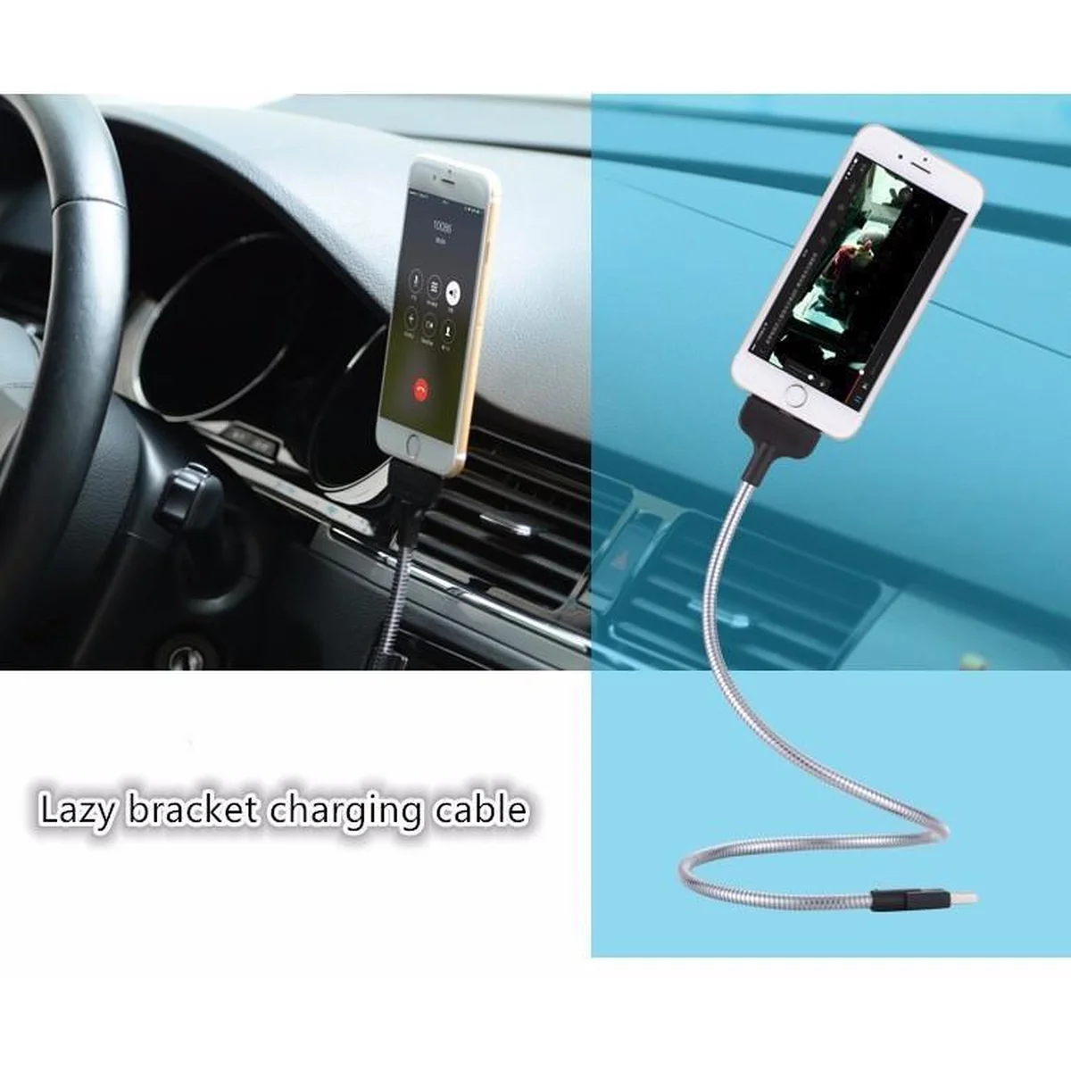 Lightning USB кабель-держатель "Flexible" золотой 0.5m для iPhone/iPod/iPad