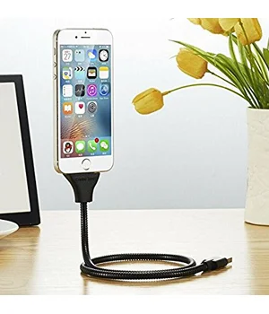 Lightning USB кабель-держатель "Flexible" серебряный 0.5m для iPhone/iPod/iPad Lightning USB кабель-держатель "Flexible" серебряный 0.5m для iPhone/iPod/iPad