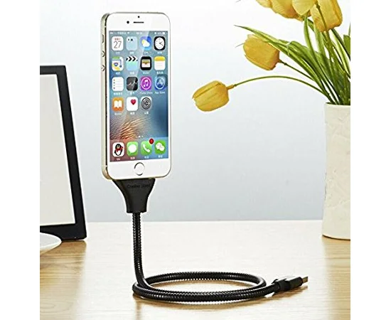 Lightning USB кабель-тримач "Flexible" срібний 0.5m для iPhone / iPod / iPad
