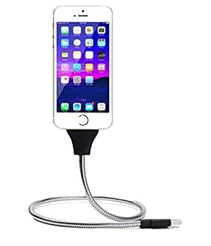 Lightning USB кабель-держатель "Flexible" серебряный 0.5m для iPhone/iPod/iPad Lightning USB кабель-держатель "Flexible" серебряный 0.5m для iPhone/iPod/iPad