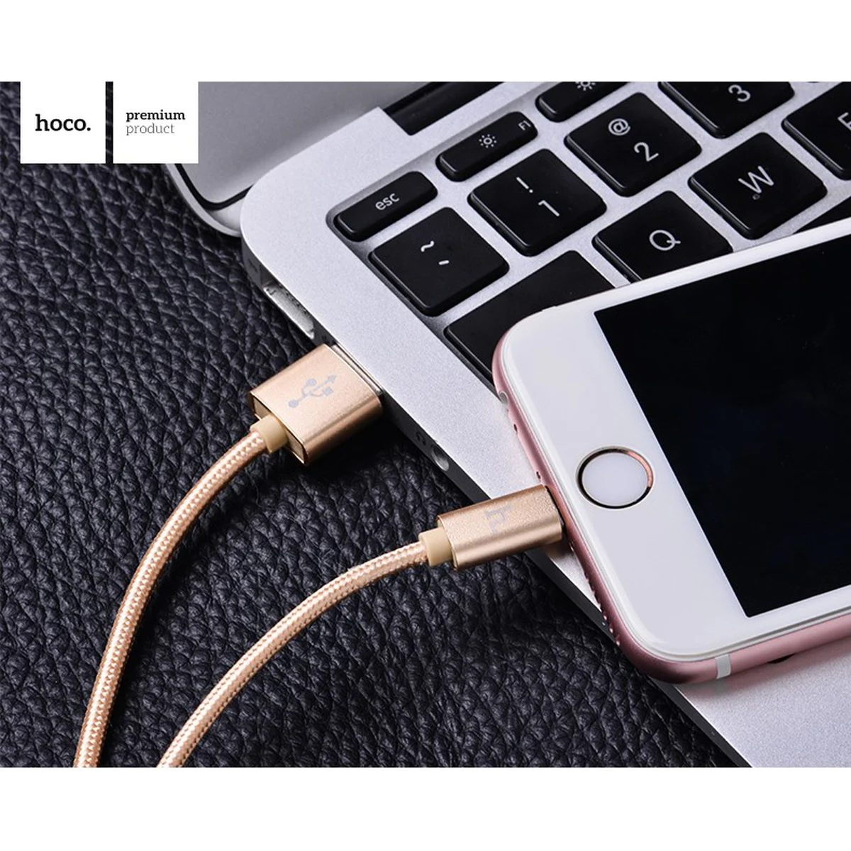 Lightning USB кабель "Hoco" x2 золотой 1m для iPhone/iPod/iPad
