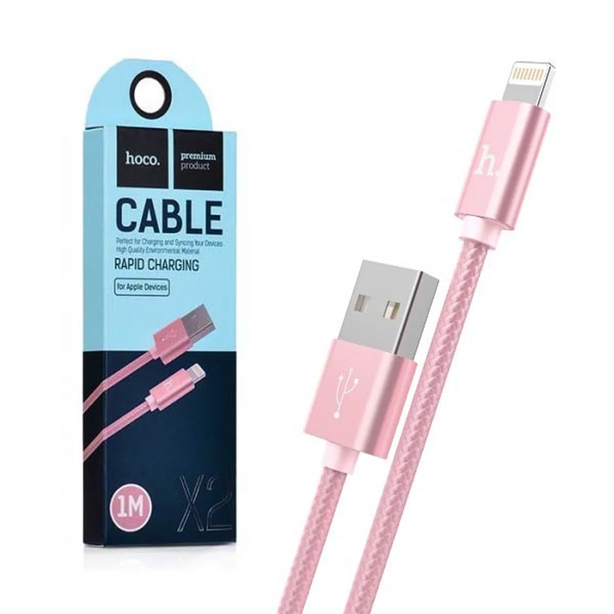 Lightning USB кабель "Hoco" x2 Rose Gold 1m для iPhone/iPod/iPad