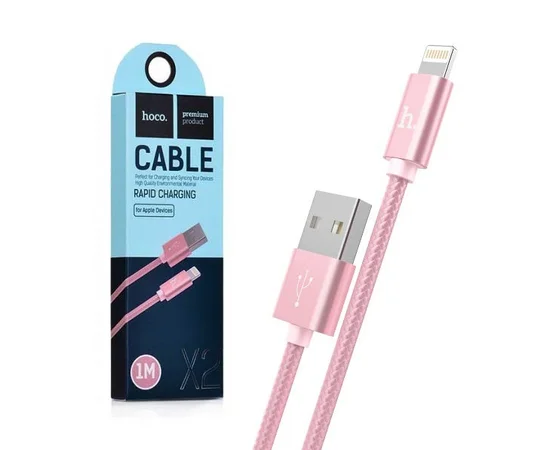 Lightning USB кабель "Hoco" x2 Rose Gold 1m для iPhone/iPod/iPad