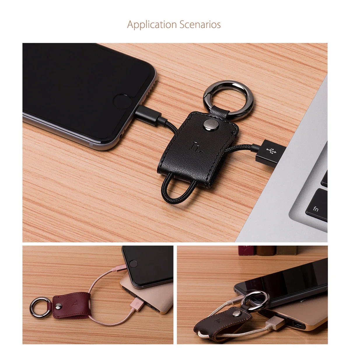 Lightning USB кабель-брелок "Hoco" UPL19 чорний для iPhone / iPod / iPad