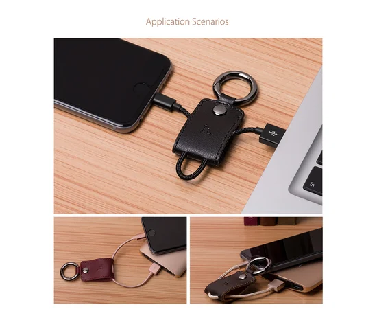 Lightning USB кабель-брелок "Hoco" UPL19 серый для iPhone/iPod/iPad