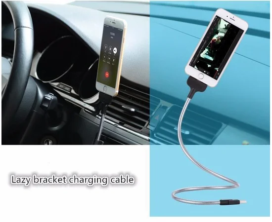 Lightning USB кабель-держатель "Flexible" золотой 0.5m для iPhone/iPod/iPad