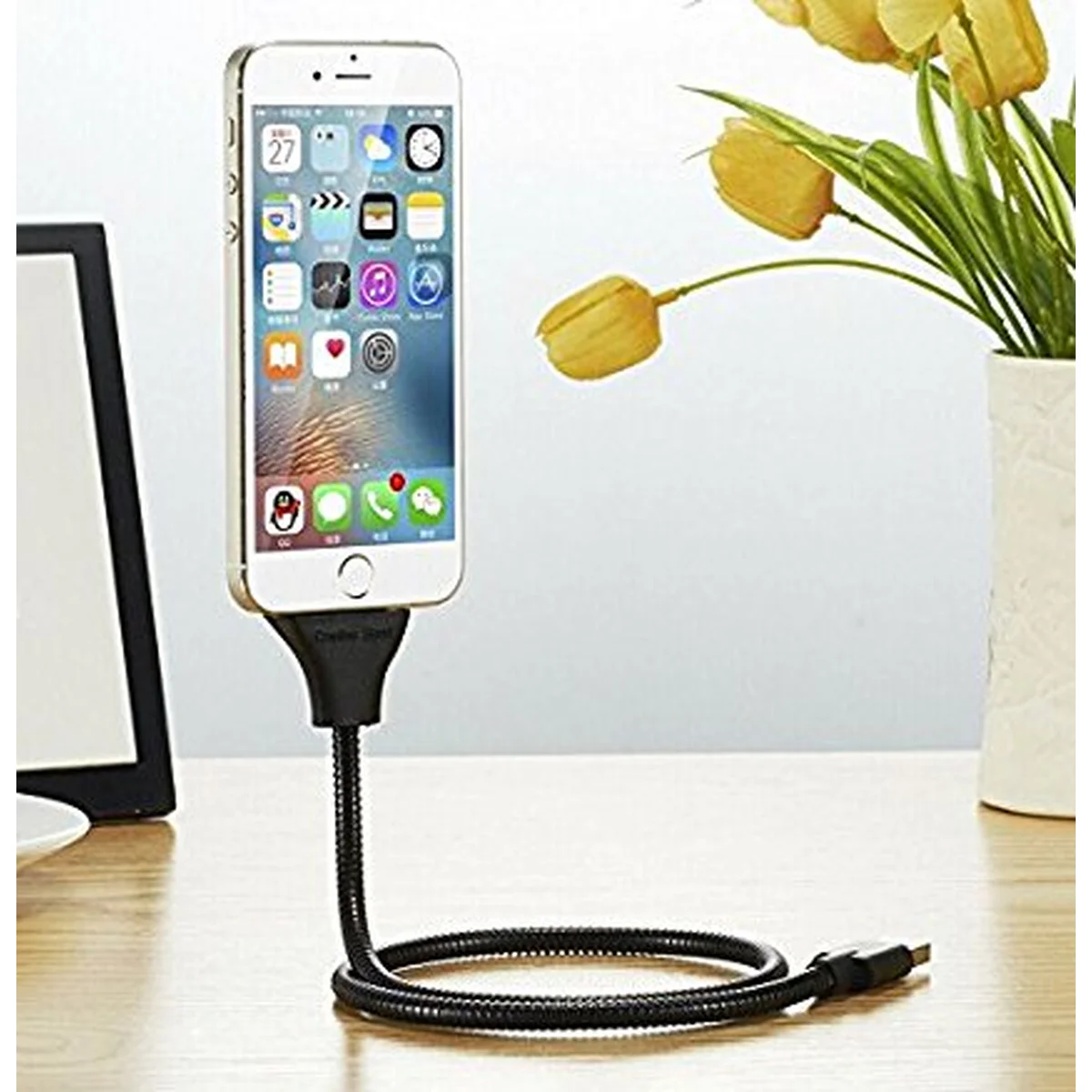Lightning USB кабель-держатель "Flexible" Rose Gold 0.5m для iPhone/iPod/iPad