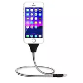 Lightning USB кабель-держатель "Flexible" серебряный 0.5m для iPhone/iPod/iPad