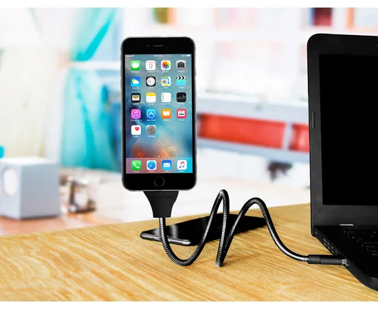 Lightning USB кабель-держатель "Flexible" золотой 0.5m для iPhone/iPod/iPad