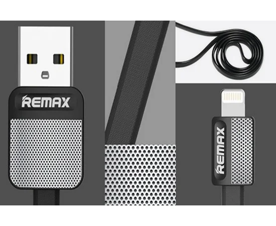 Lightning USB кабель "Remax Metal" 1m черный для iPhone/iPod/iPad
