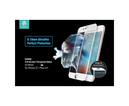 Защитное стекло 3D "Devia" Jade белое для iPhone 6 Plus/6S Plus