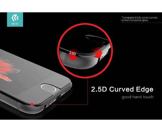 Защитное стекло Full Cover "Devia" прозрачное для iPhone 6/6S