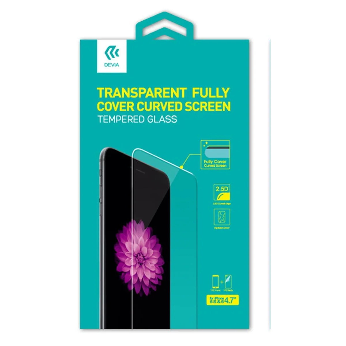 Защитное стекло Full Cover "Devia" прозрачное для iPhone 6/6S