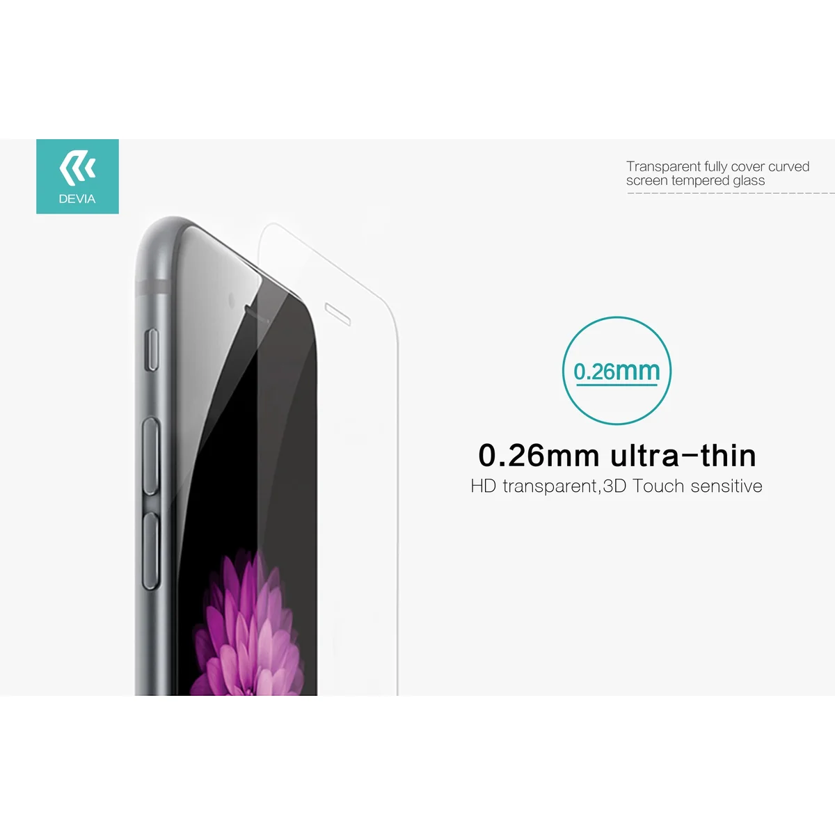 Защитное стекло Full Cover "Devia" прозрачное для iPhone 6/6S