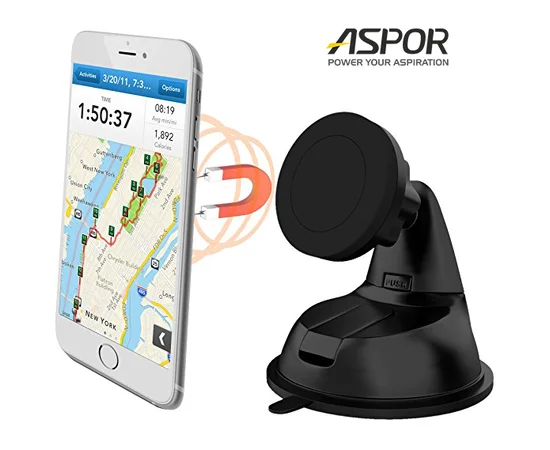 Магнитный автомобильный держатель-присоска "Aspor" черный