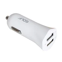 Автомобильная зарядка АЗУ "GOLF" 2.4A/1A белая на 2 USB порта