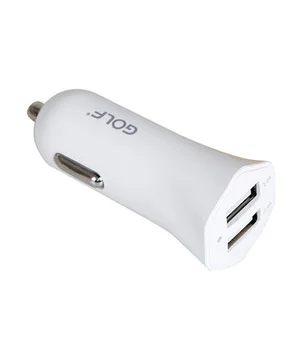 Автомобільна зарядка АЗУ "GOLF" 2.4A / 1A біла на 2 USB порту