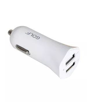 Автомобильная зарядка АЗУ "GOLF" 2.4A/1A белая на 2 USB порта