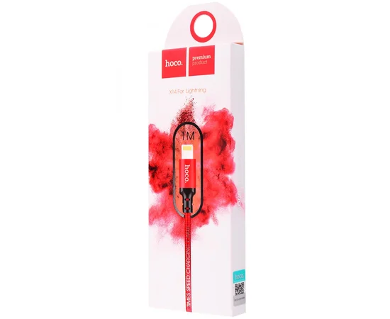 Lightning USB кабель "Hoco" x14 красный 1m для iPhone/iPod/iPad