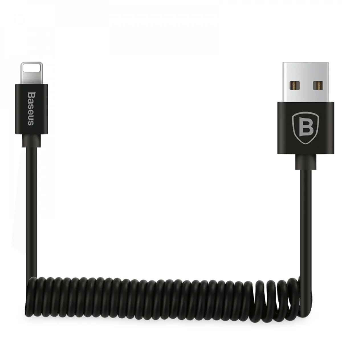 Lightning USB кабель "Baseus" Elastic пружина чорний 1.6m для iPhone / iPod / iPad