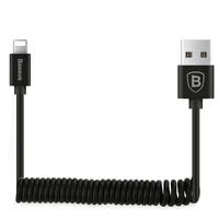Lightning USB кабель "Baseus" Elastic пружина чорний 1.6m для iPhone / iPod / iPad