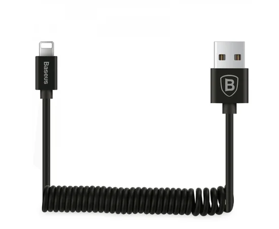 Lightning USB кабель "Baseus" Elastic пружина черный 1.6m для iPhone/iPod/iPad