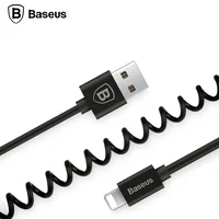 Lightning USB кабель "Baseus" Elastic пружина чорний 1.6m для iPhone / iPod / iPad