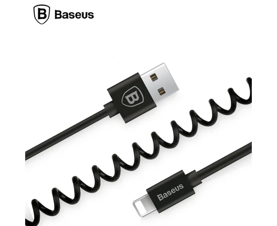 Lightning USB кабель "Baseus" Elastic пружина черный 1.6m для iPhone/iPod/iPad