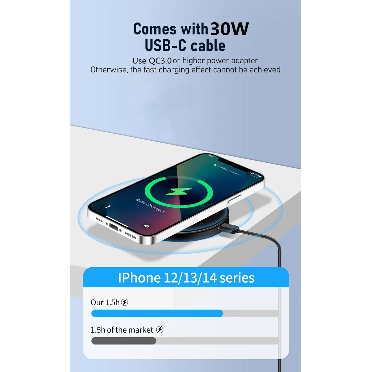 Беспроводное зарядное устройство "Jaster" 30W MagSafe Charger Pad with cable Черный