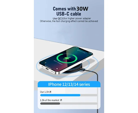 Беспроводное зарядное устройство "Jaster" 30W MagSafe Charger Pad with cable Черный