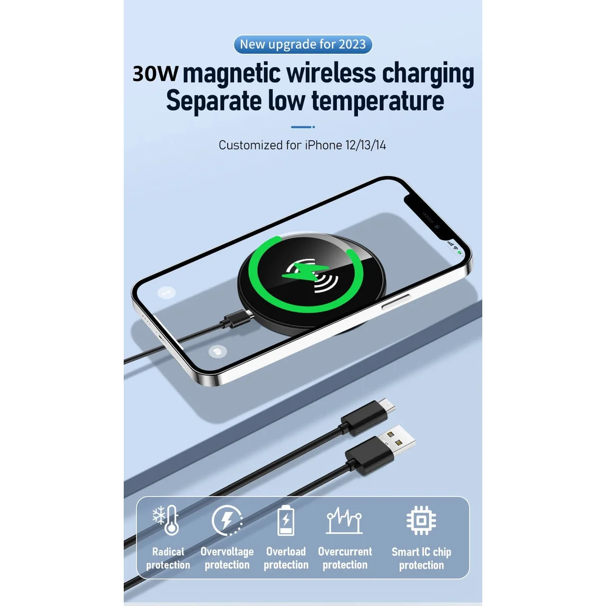 Беспроводное зарядное устройство "Jaster" 30W MagSafe Charger Pad with cable Черный