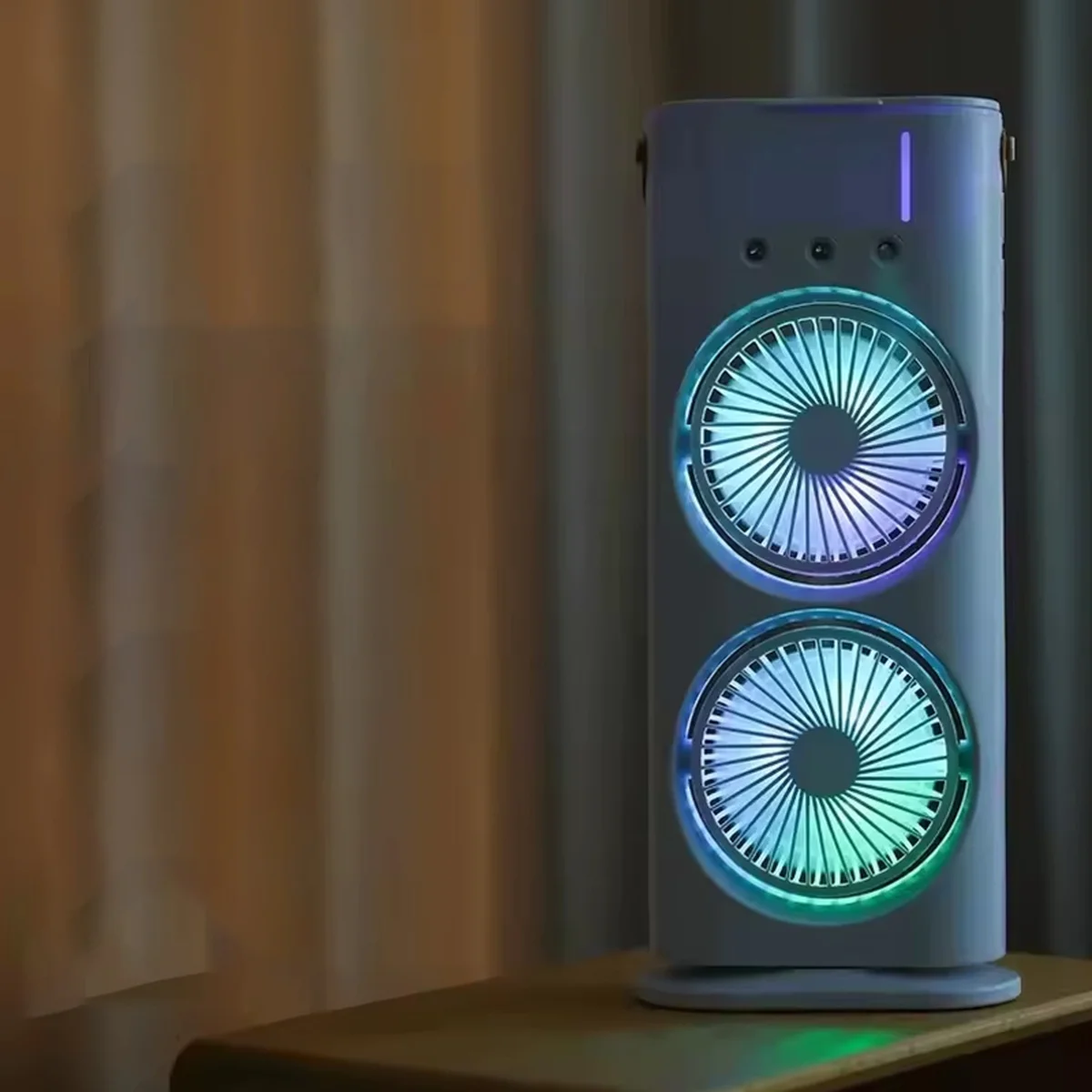 Настольный вентилятор F12 Spray Dual-Fan 2in1 с водяным охлаждением 1800mAh White