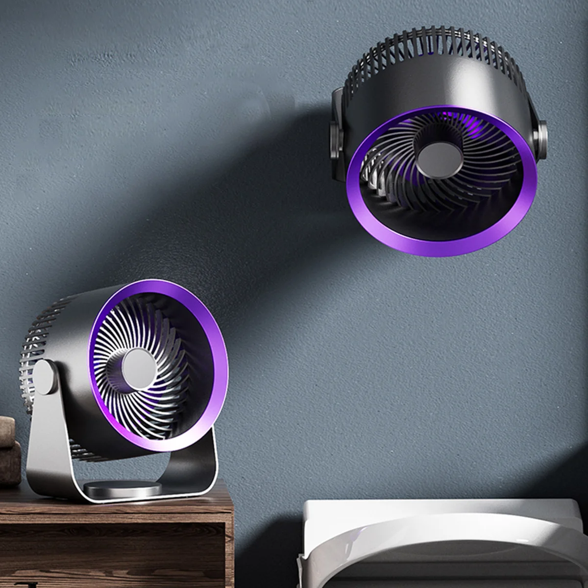 Портативный вентилятор S35 Built-in aromatherapy/mosquito repellent box 2400mAh Black / Purple