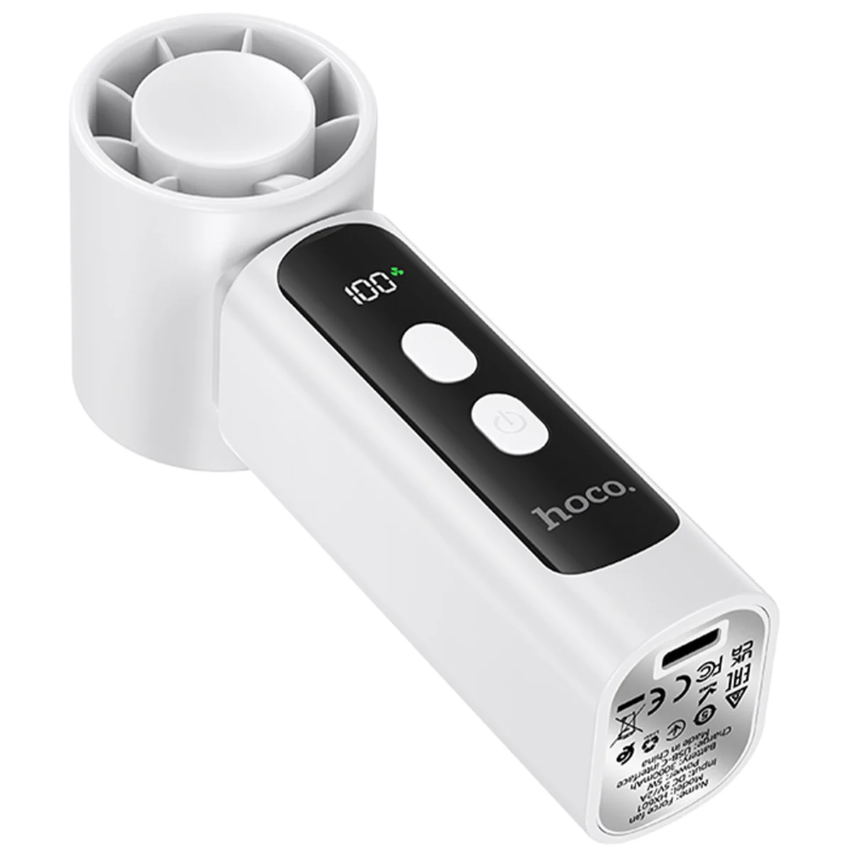 Портативный вентилятор Hoco HX601 handheld folding fan 3000 mAh White