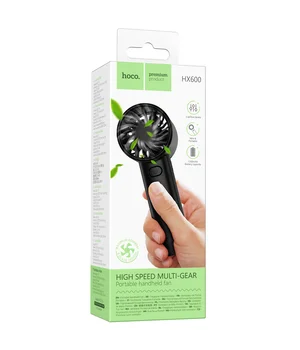 Портативный вентилятор Hoco HX600 handheld folding fan 1200 mAh Black